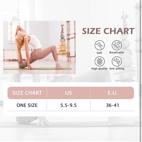 American Trends Pilates Socks 3 CT Non Slip, with Grips, for Women, Yoga & Barre - Picture 5 of 7